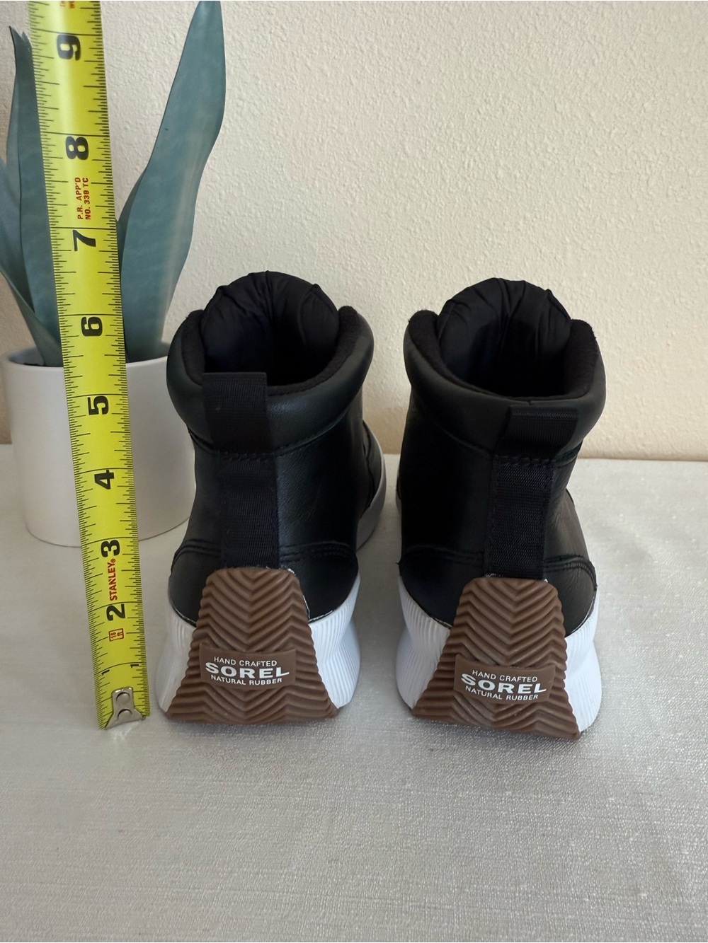 SOREL Black Leather High-Top Sneaker Boot with White Sole - Picture 7 of 11
